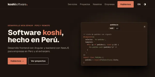 Home page of koshisoftware.pe